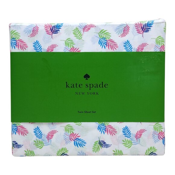 Kate Spade Twin Sheet Set 100% Cotton Percale Palm Trees Floral - Picture 2 of 7